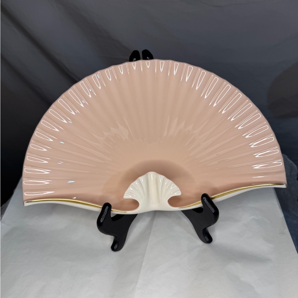 Lenox Pink and Cream Fan-Shaped Decorative Plate